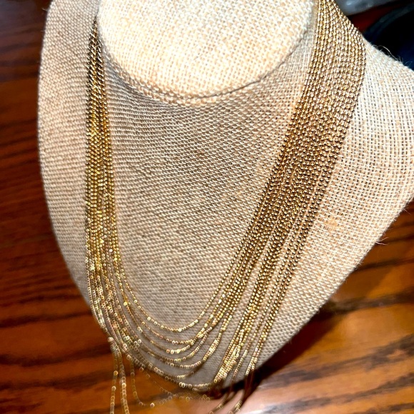 Fourteen Strand Gold Chain Necklace. - Picture 4 of 6